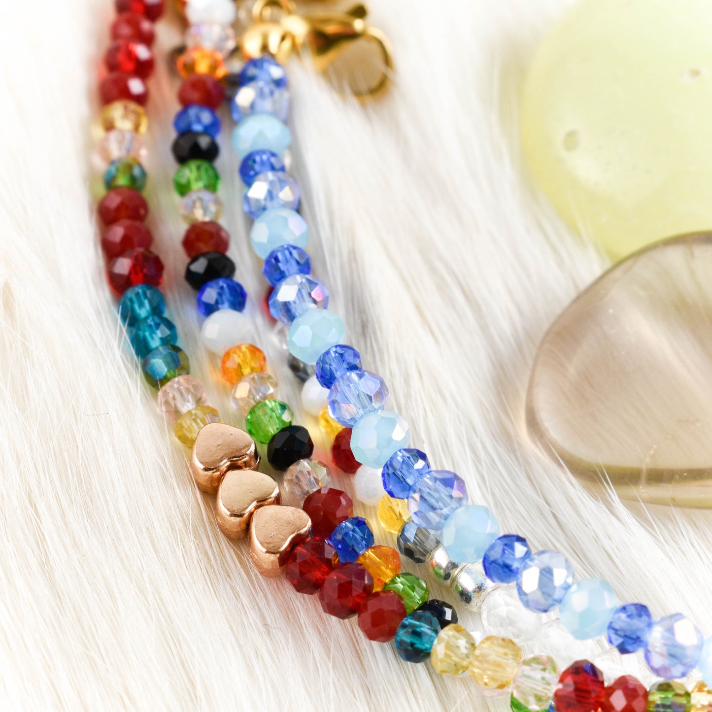 Blue Glass Heart Golden Bracelet