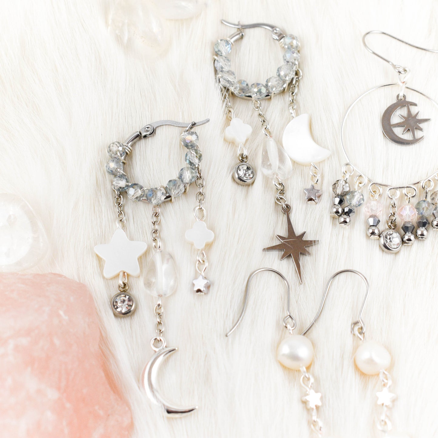 Winter Sky Charm Hoop Earrings