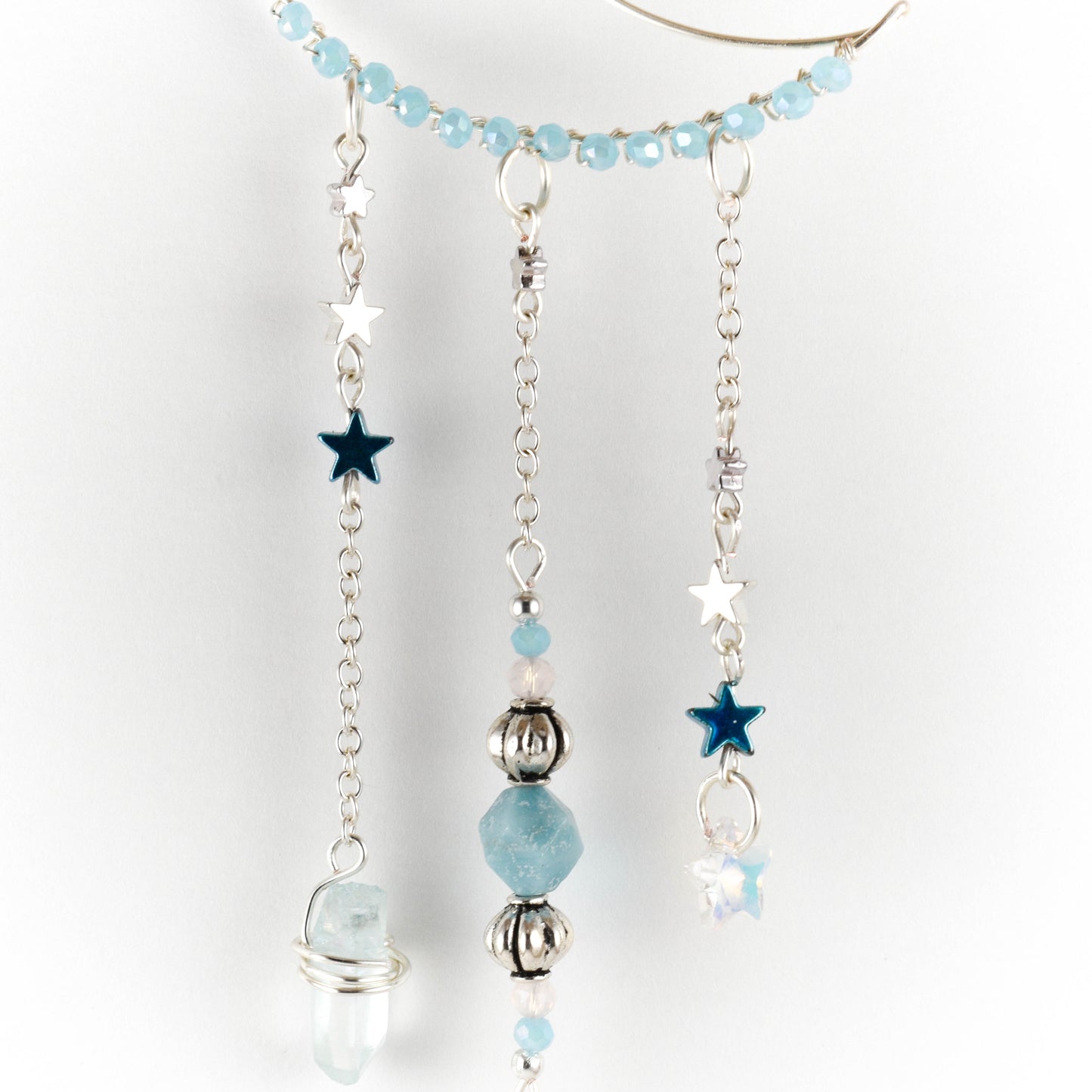 Baby Blue Quartz Moon Suncatcher