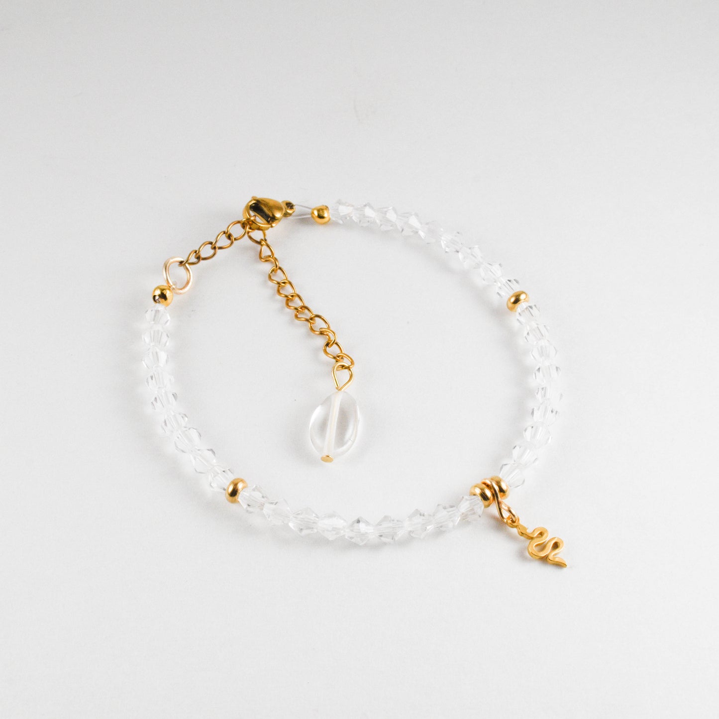 Crystal Quartz Golden Snake Bracelet
