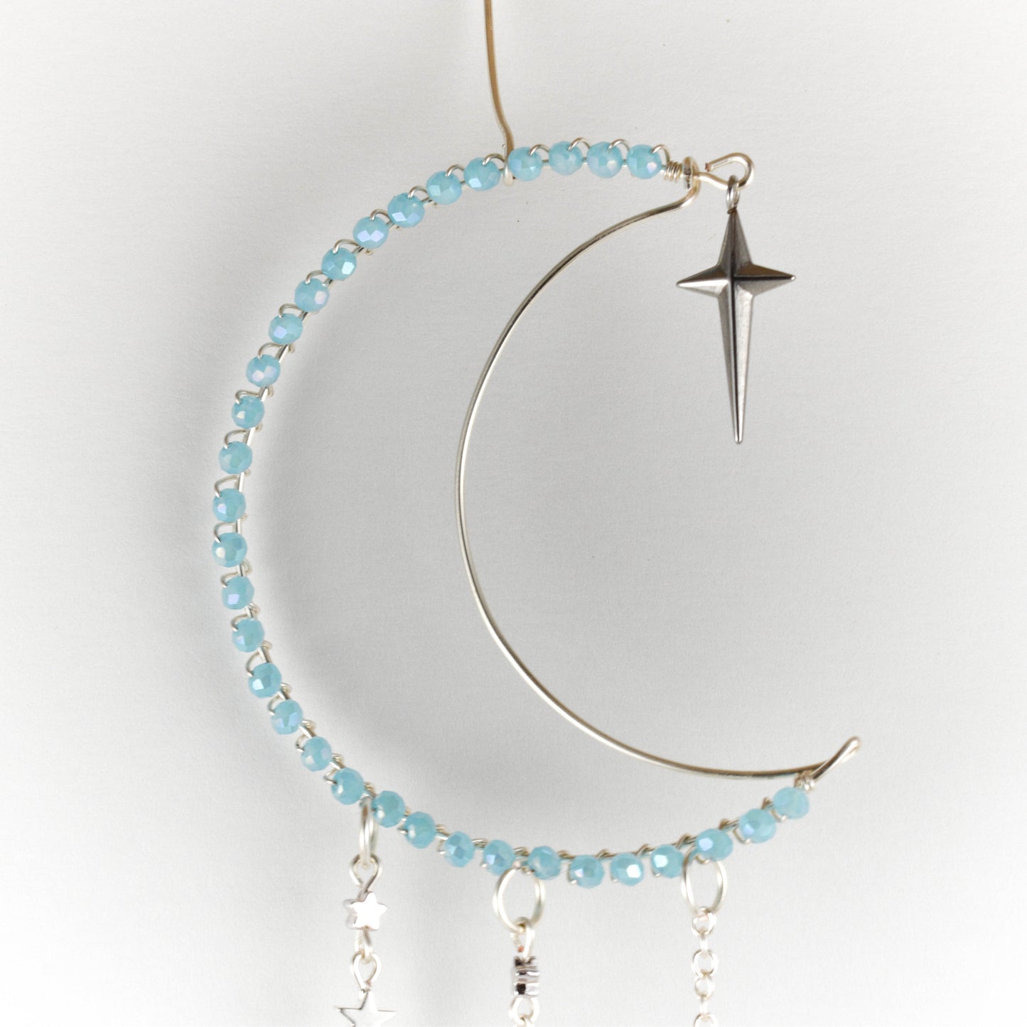 Baby Blue Quartz Moon Suncatcher
