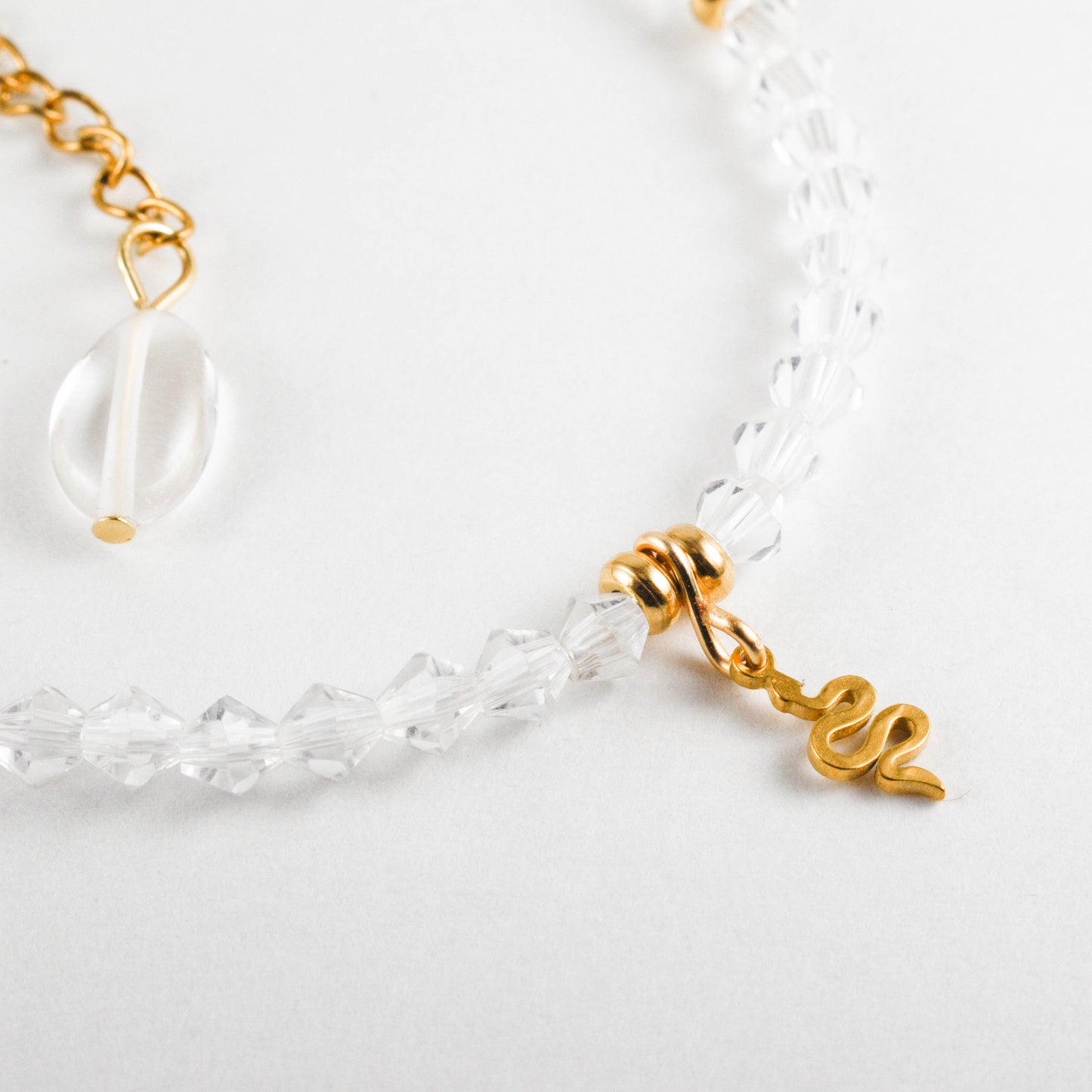 Crystal Quartz Golden Snake Bracelet