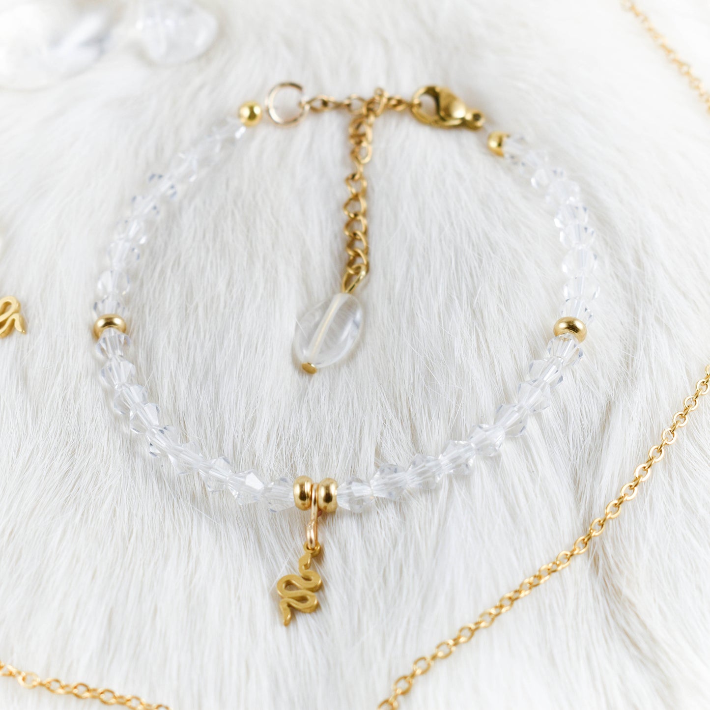 Crystal Quartz Golden Snake Bracelet