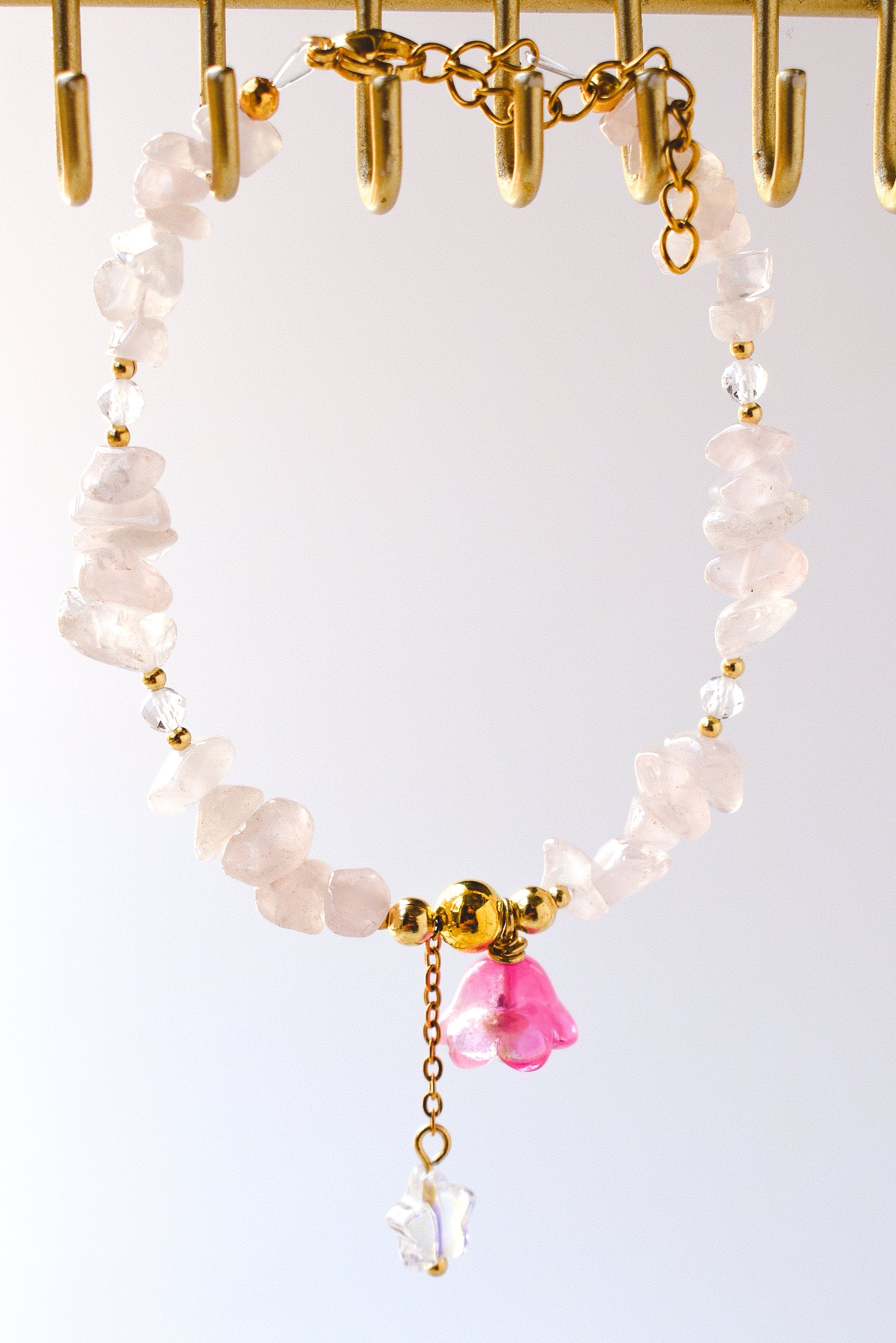 Rose Quartz Flower Bracelet
