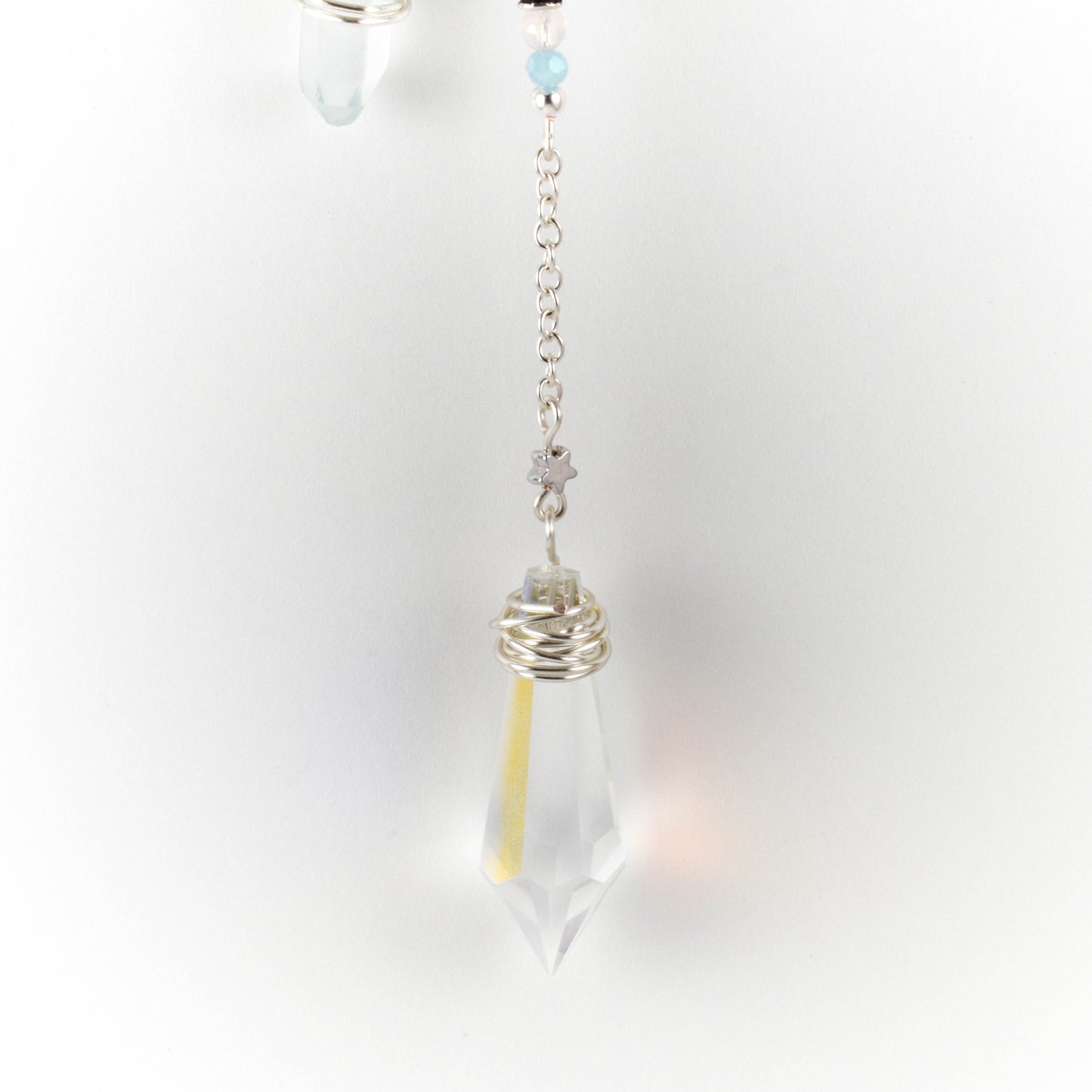 Baby Blue Quartz Moon Suncatcher