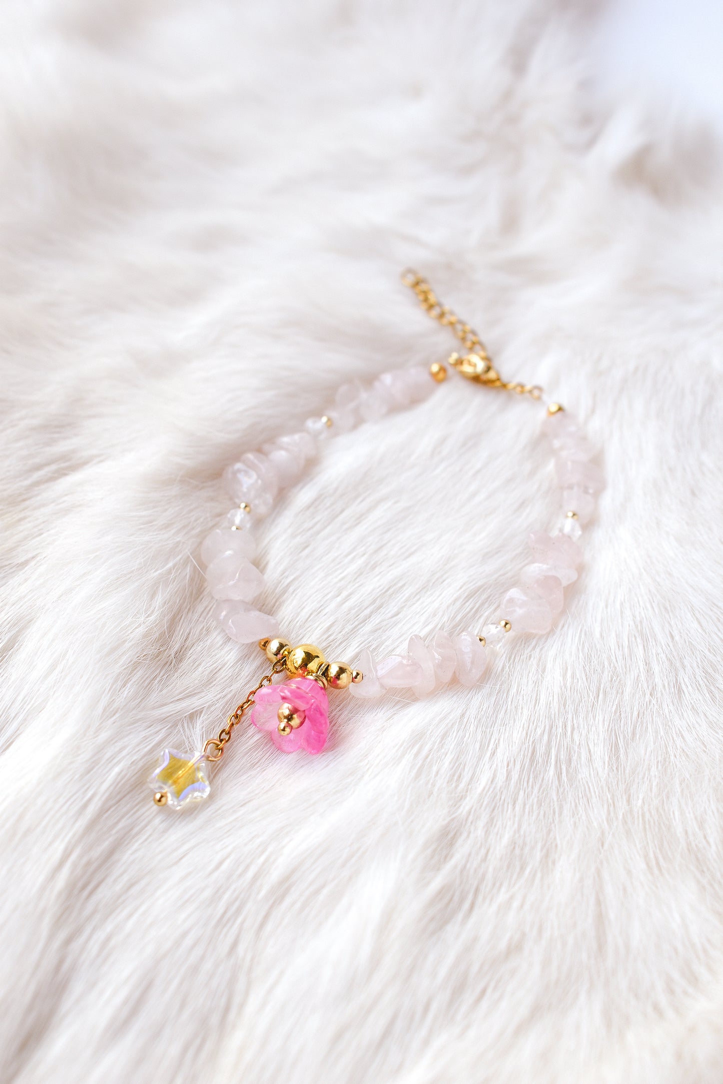 Rose Quartz Flower Bracelet