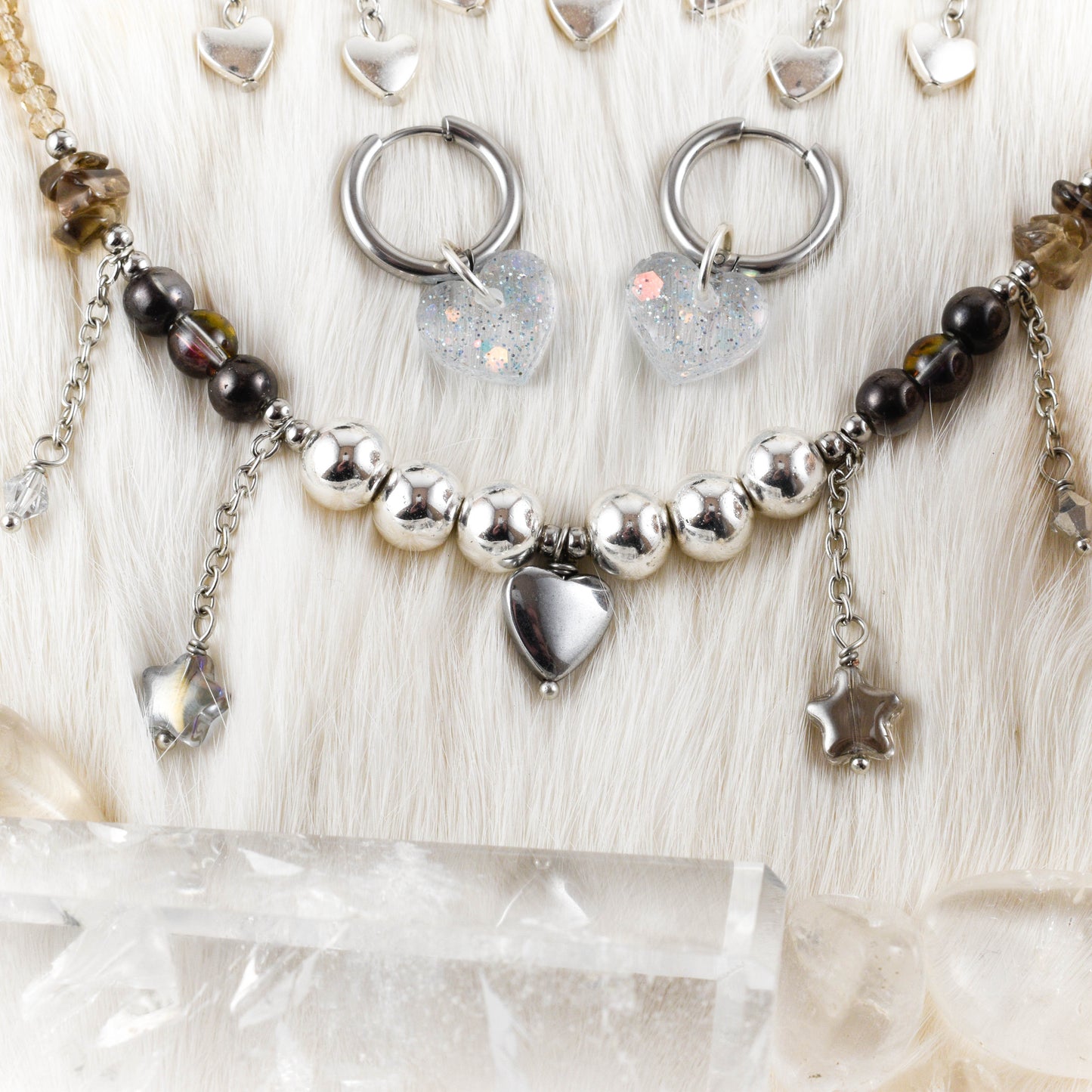 Silver Lovestruck Beaded Necklace