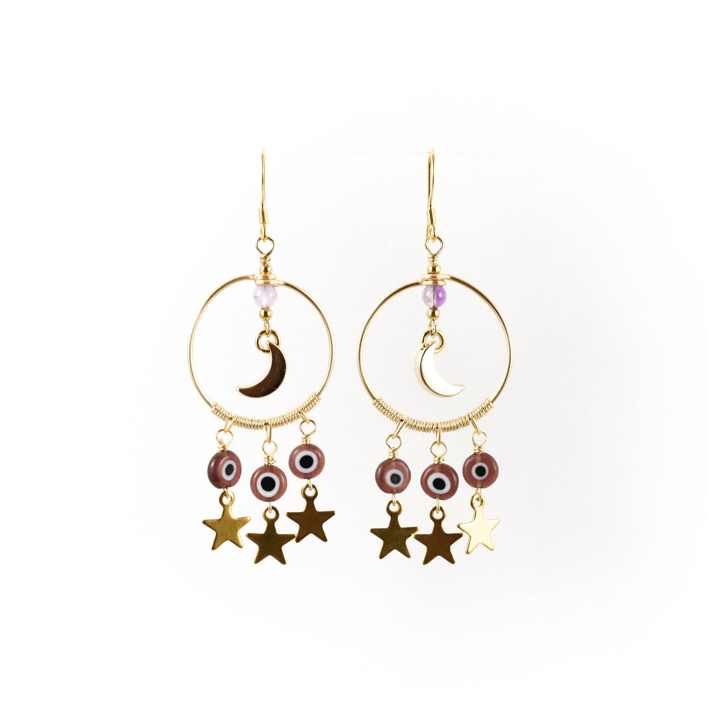 Amethyst Cosmic Evil Eye Earrings