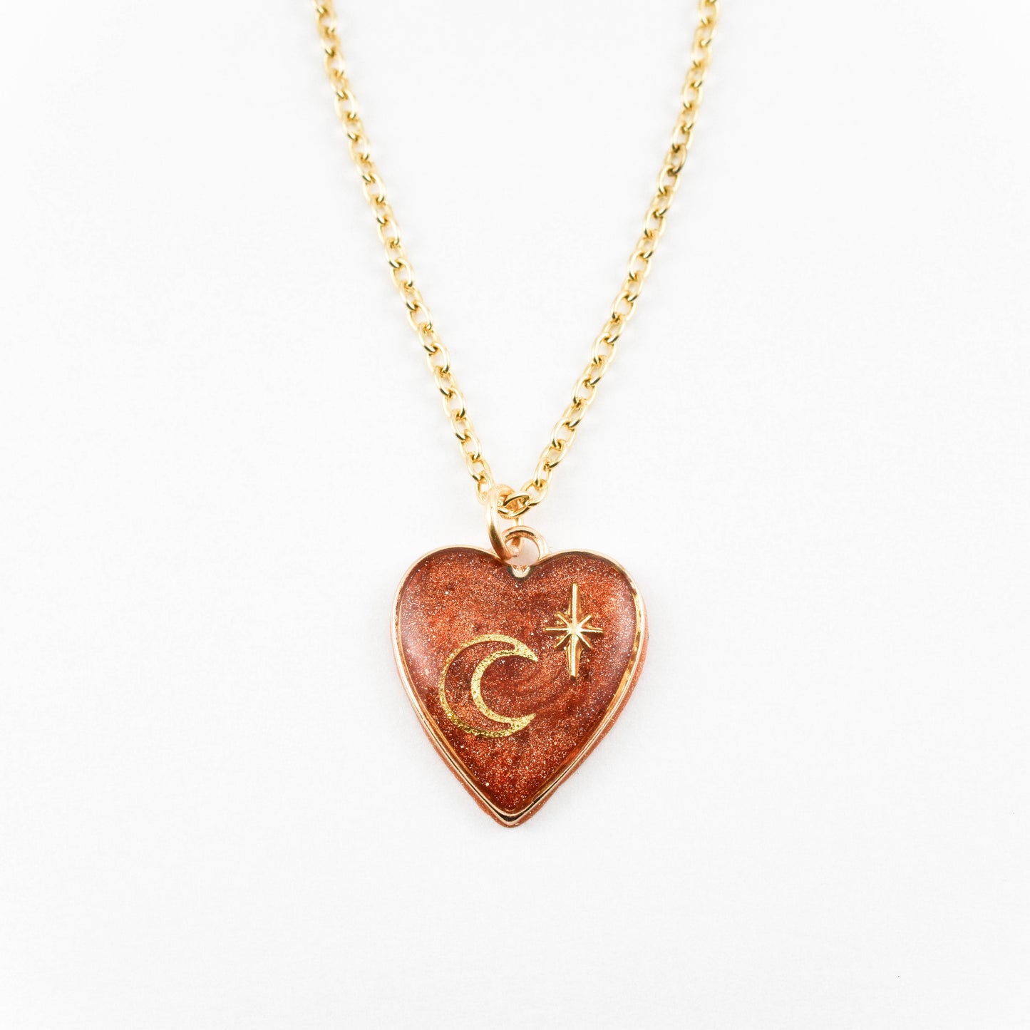 Sunset orange Heart Necklace