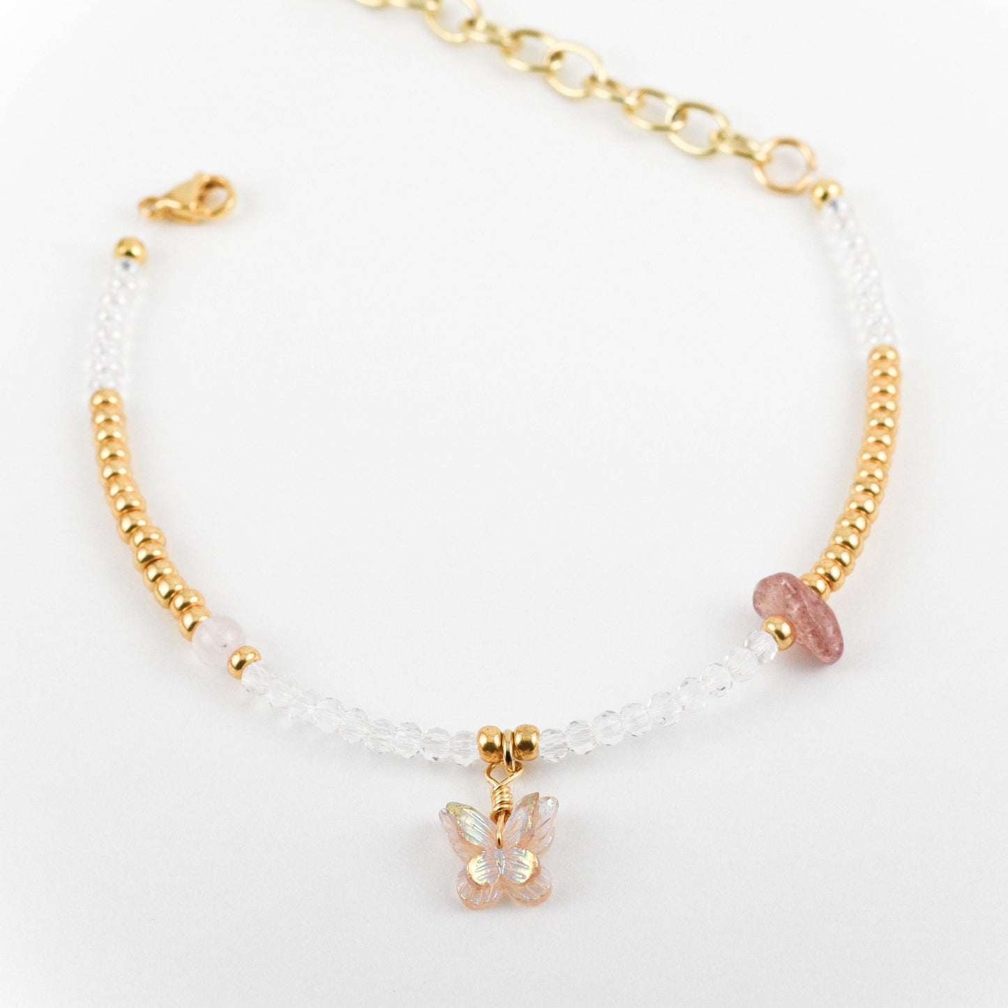 Strawberry quartz Butterfly Bracelet