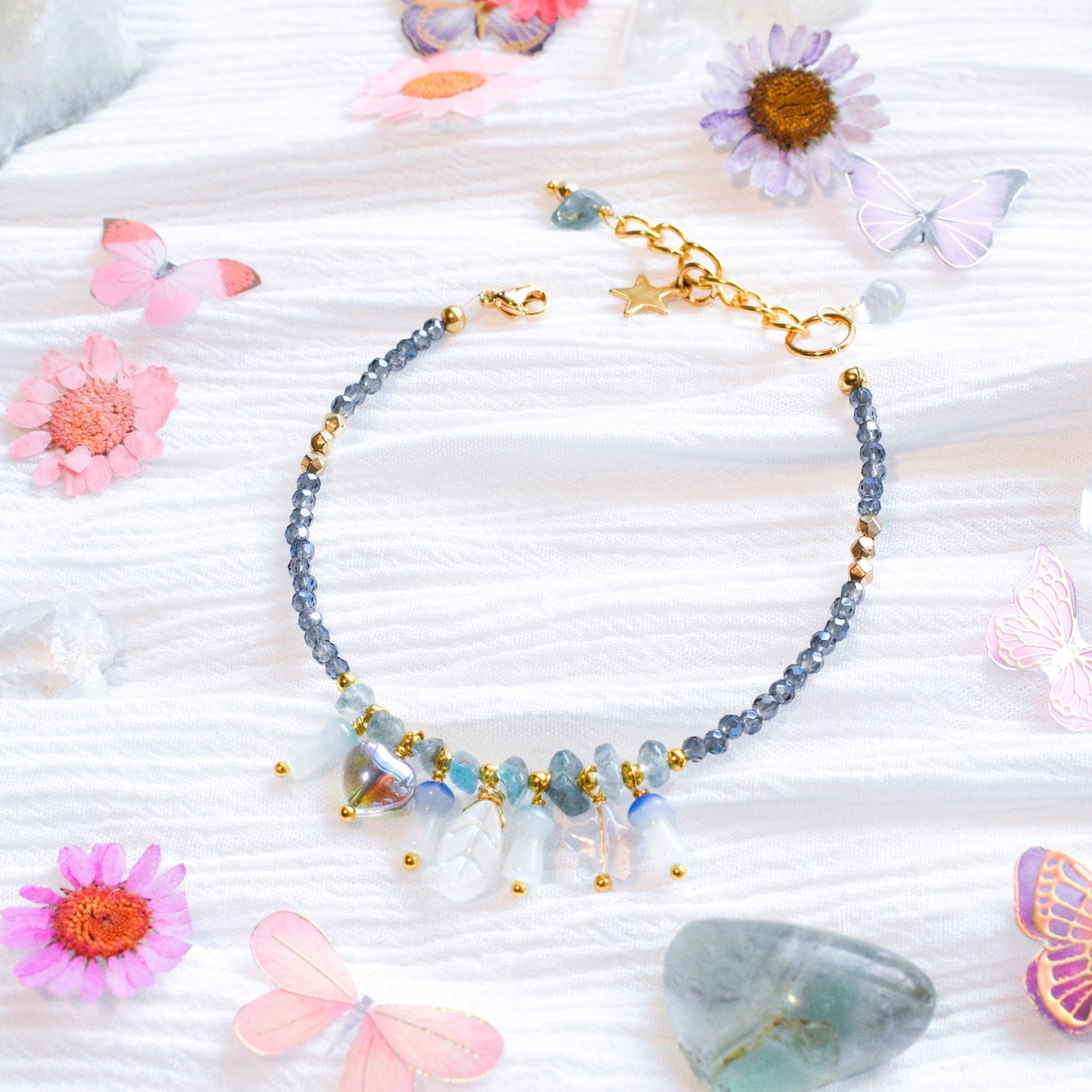 Blue Apatite Charm Bracelet