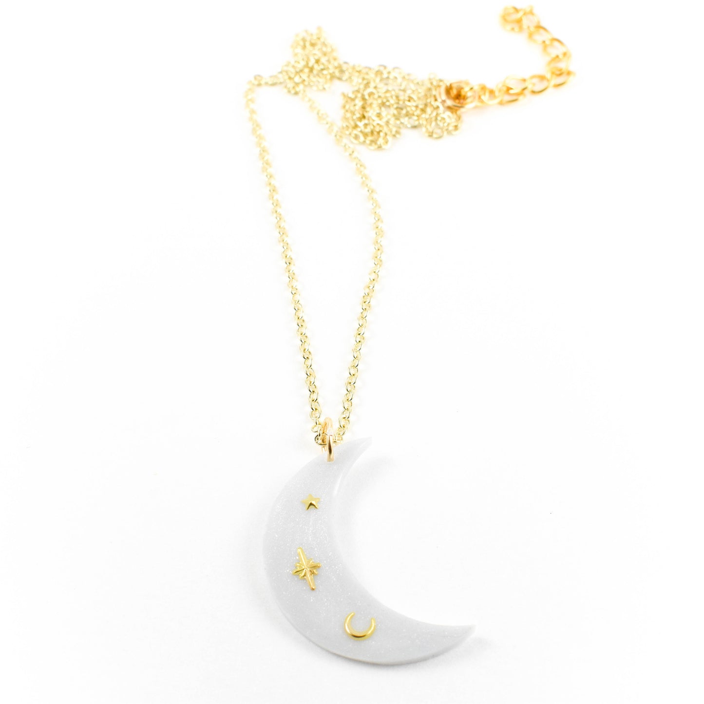 White Resin Moon Necklace