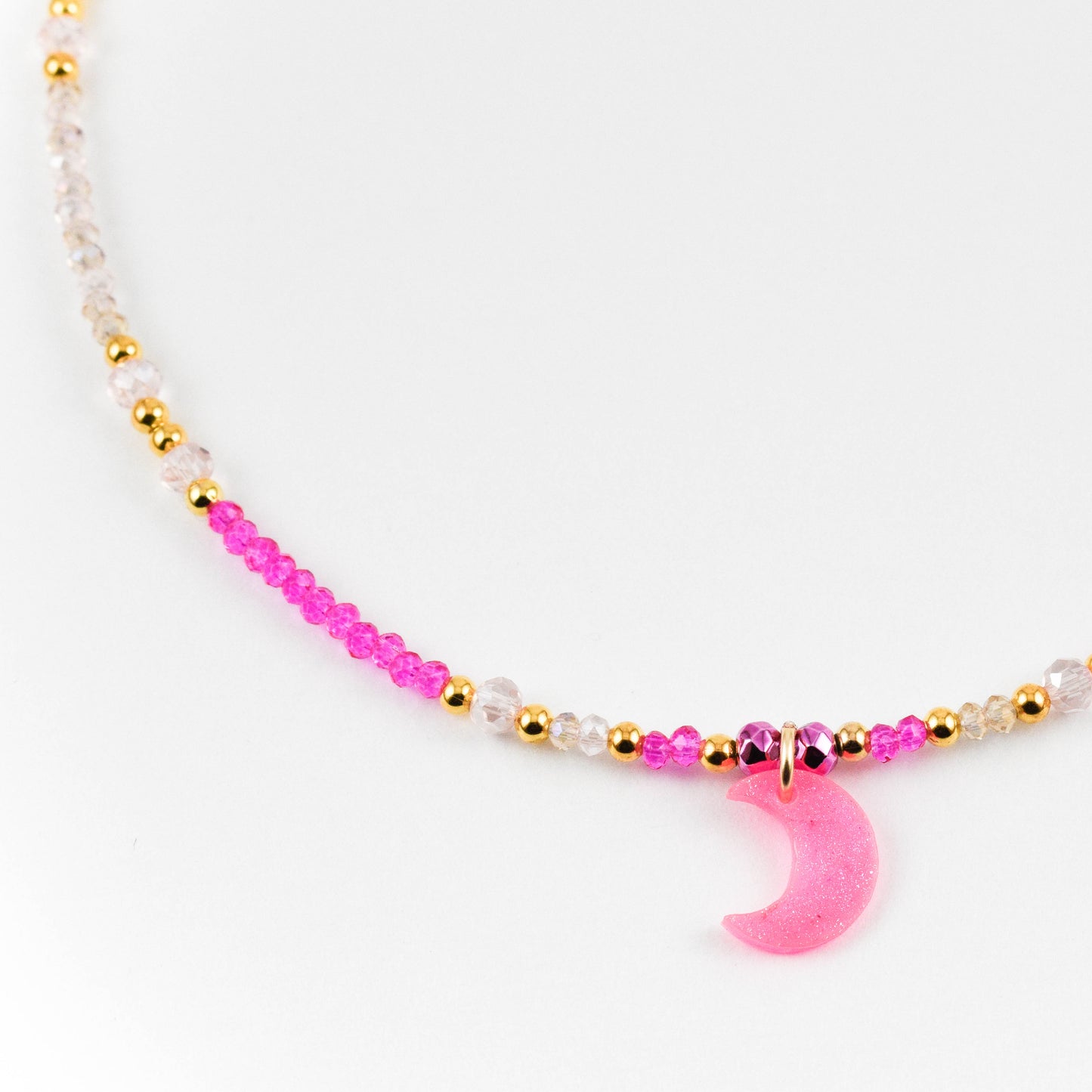 Pastel magenta Moon Necklace