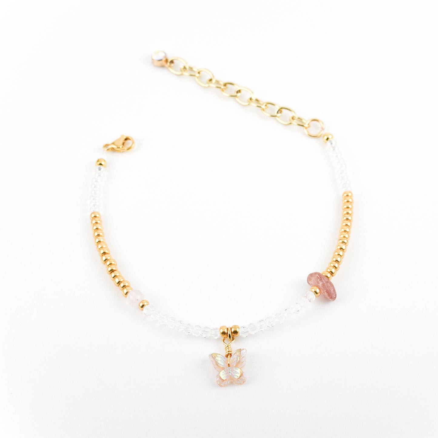 Strawberry quartz Butterfly Bracelet