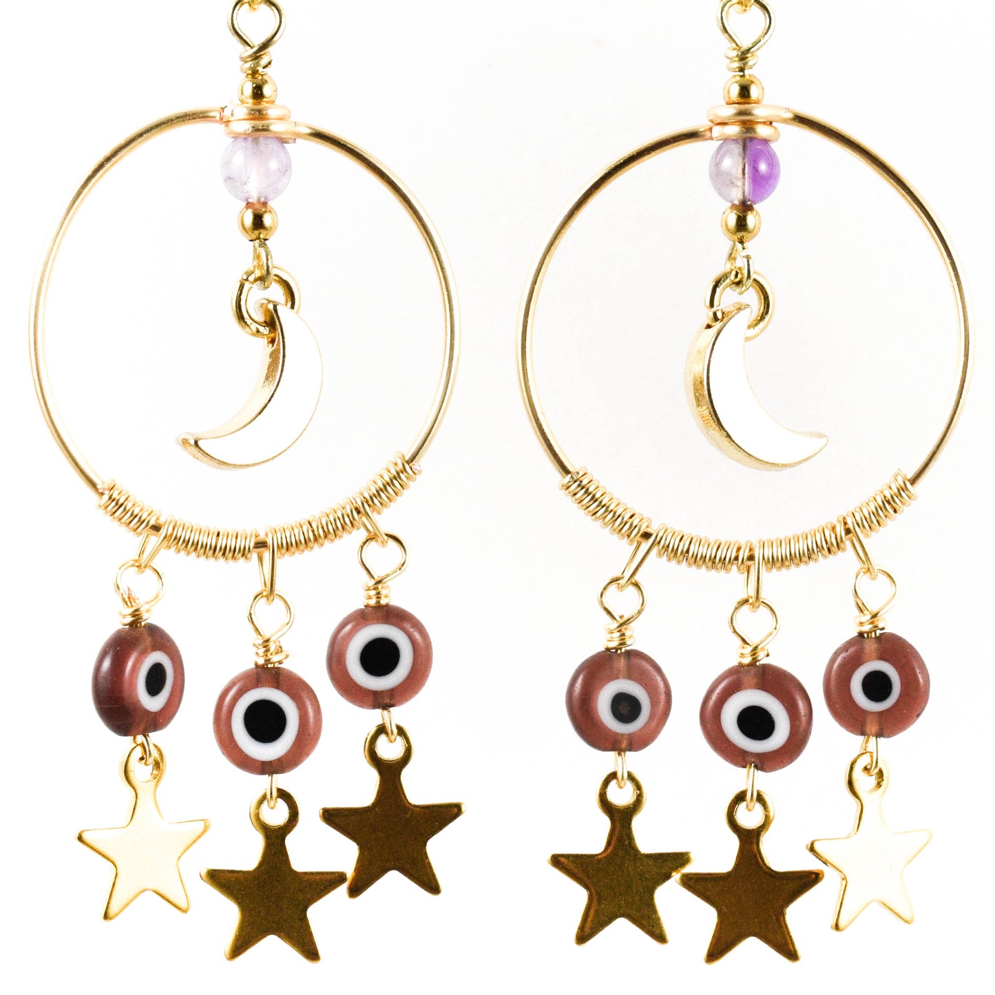 Amethyst Cosmic Evil Eye Earrings