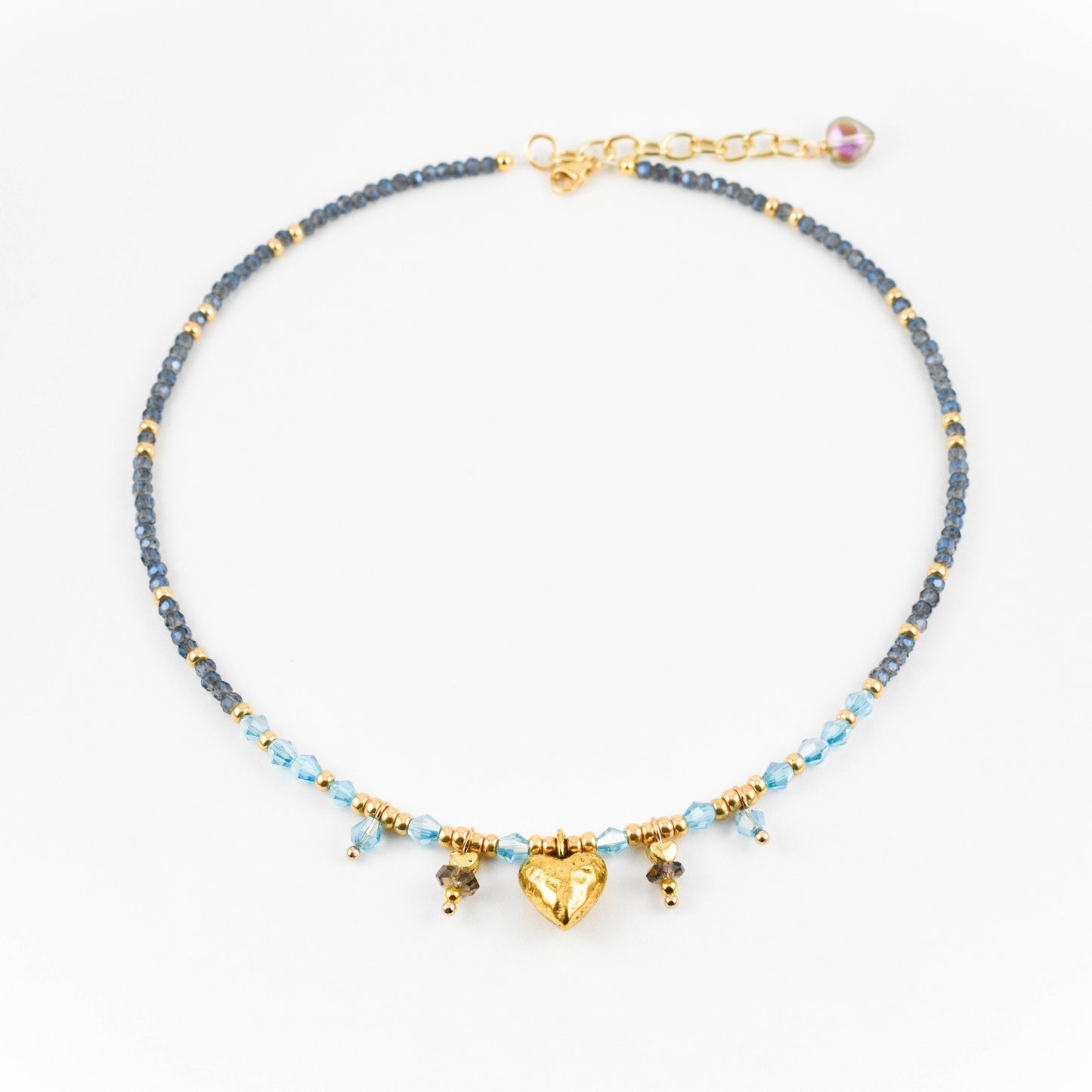Celestial blue Golden Heart Necklace