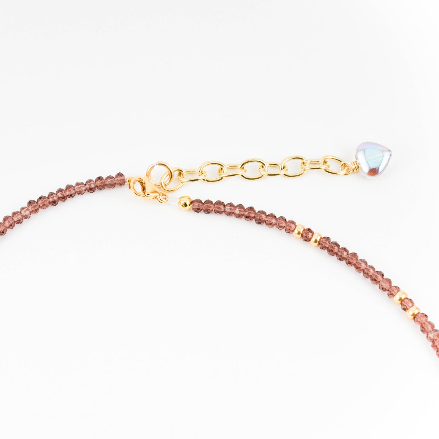 Old Lavender Golden Heart Necklace