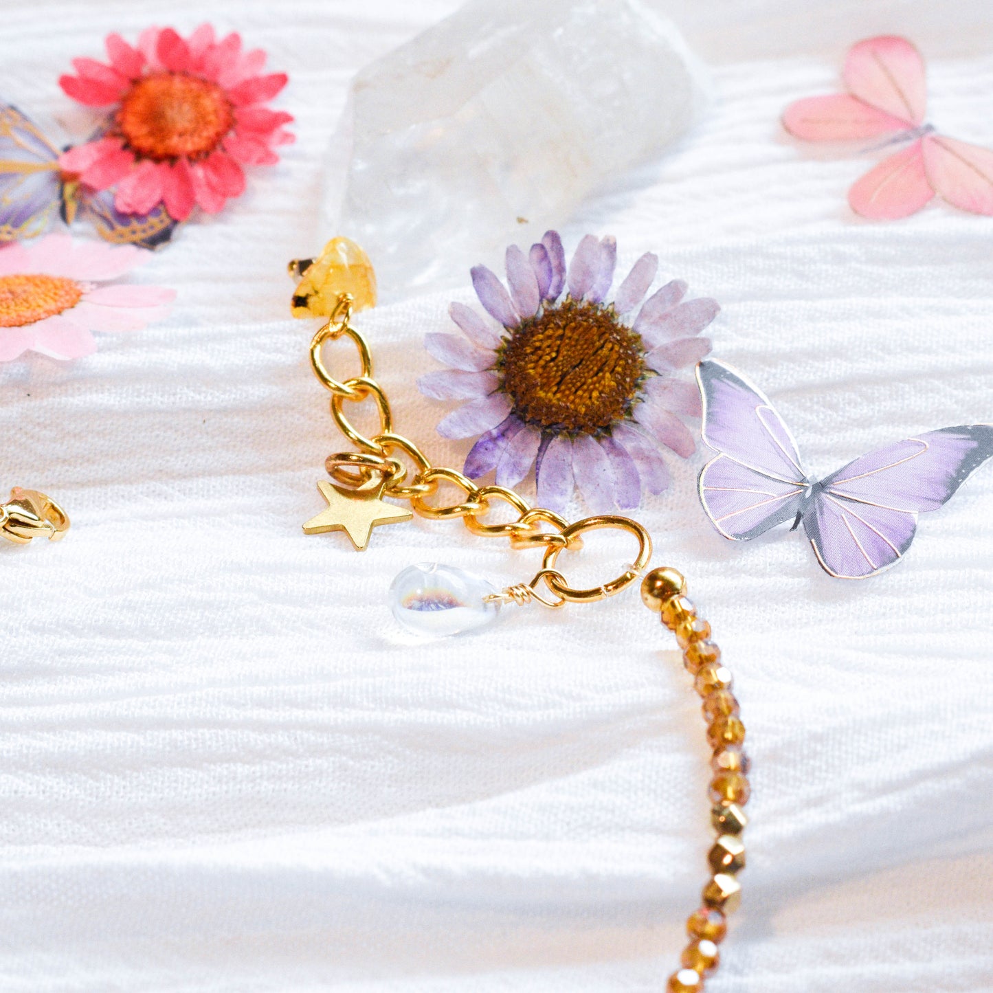 Carnelian Citrine Charm Bracelet