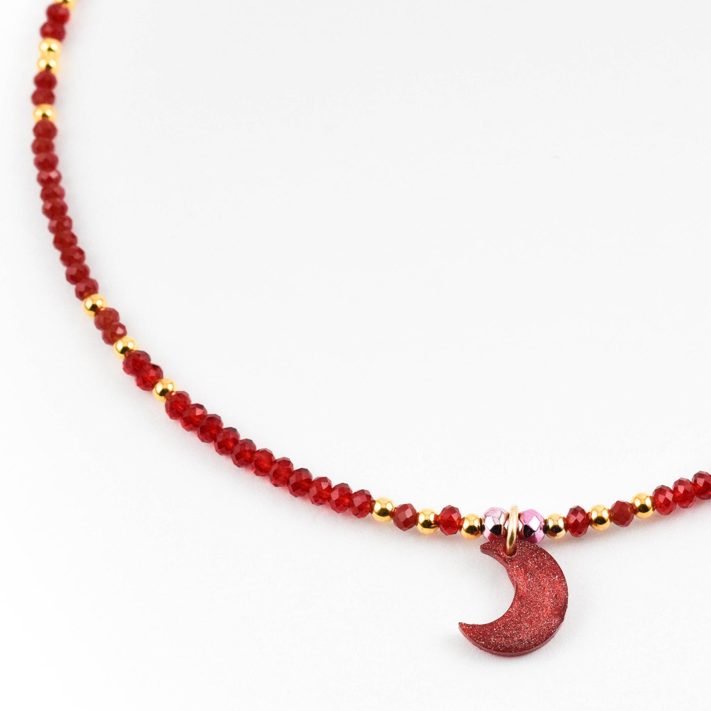 Ruby red Moon Necklace