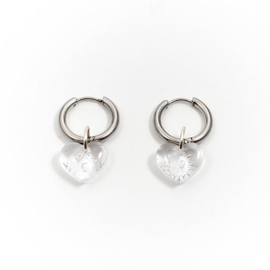 Locked In Silver Heart Earrings