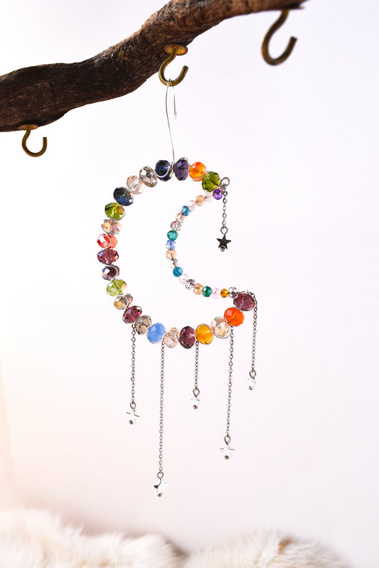 silver colorful moon hanging