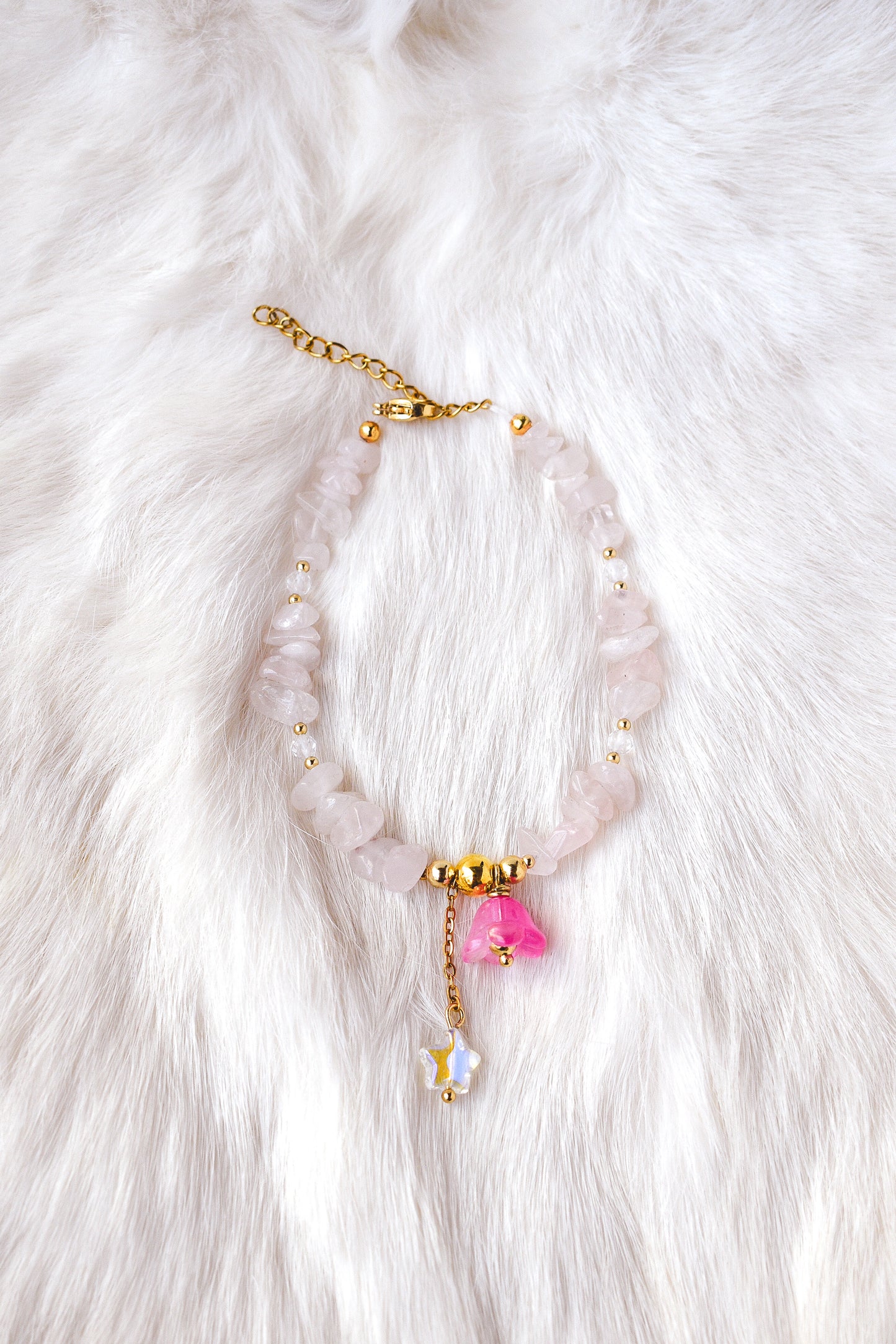 Rose Quartz Flower Bracelet