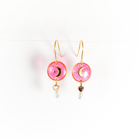 Pink Moon Gold Earrings