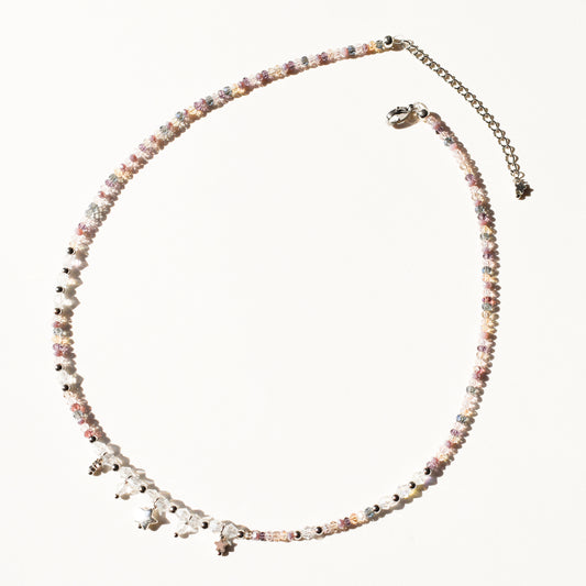 Lavendar & Peach Star Silver Necklace
