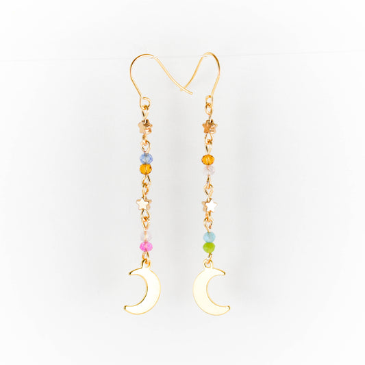 Colorful Moon and Star Earrings