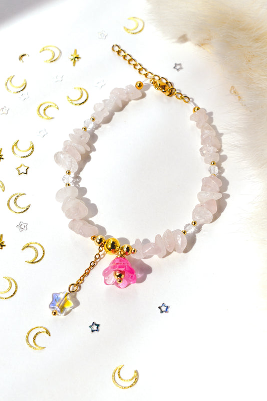 Rose Quartz Flower Bracelet