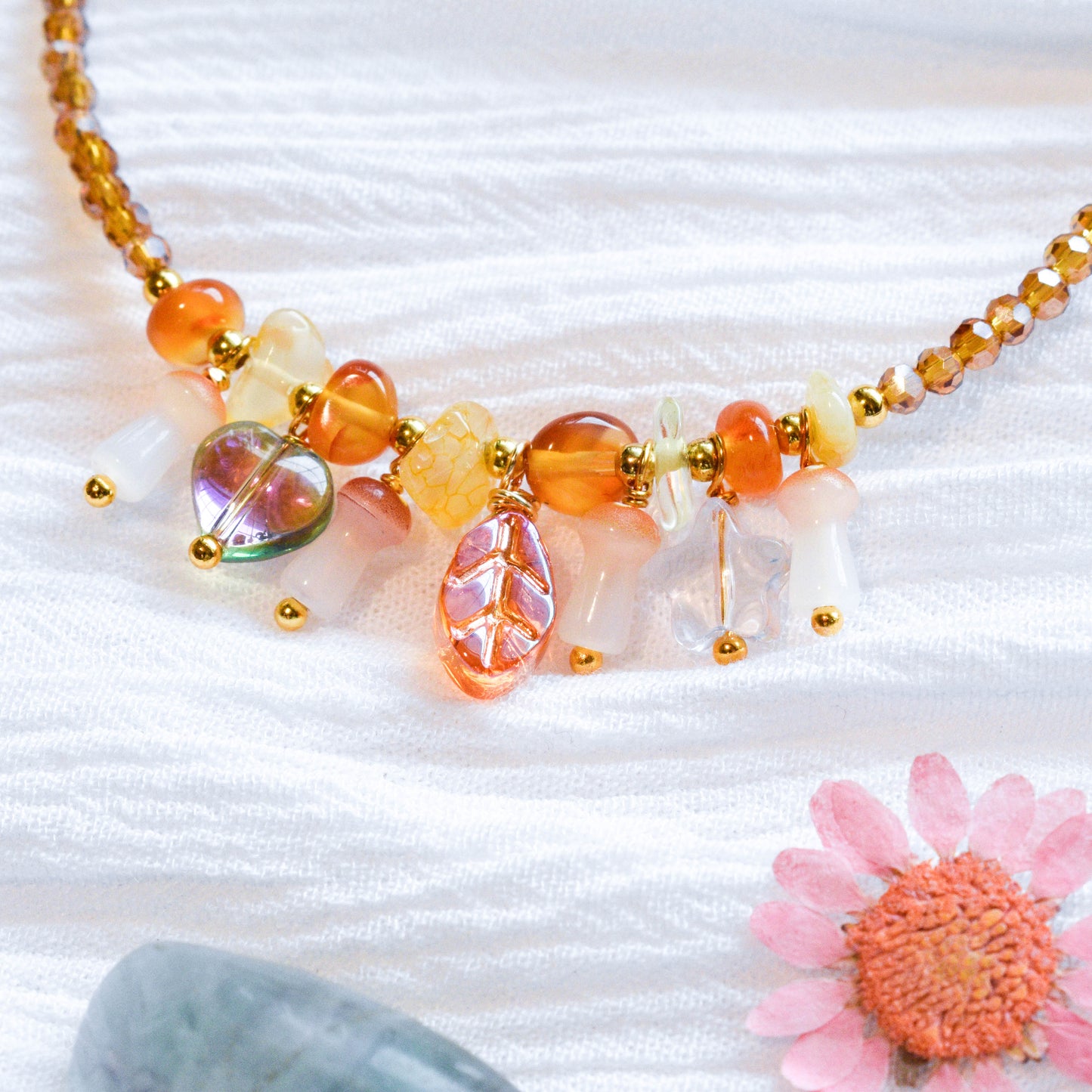 Carnelian Citrine Charm Bracelet