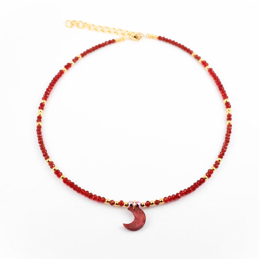 Ruby red Moon Necklace