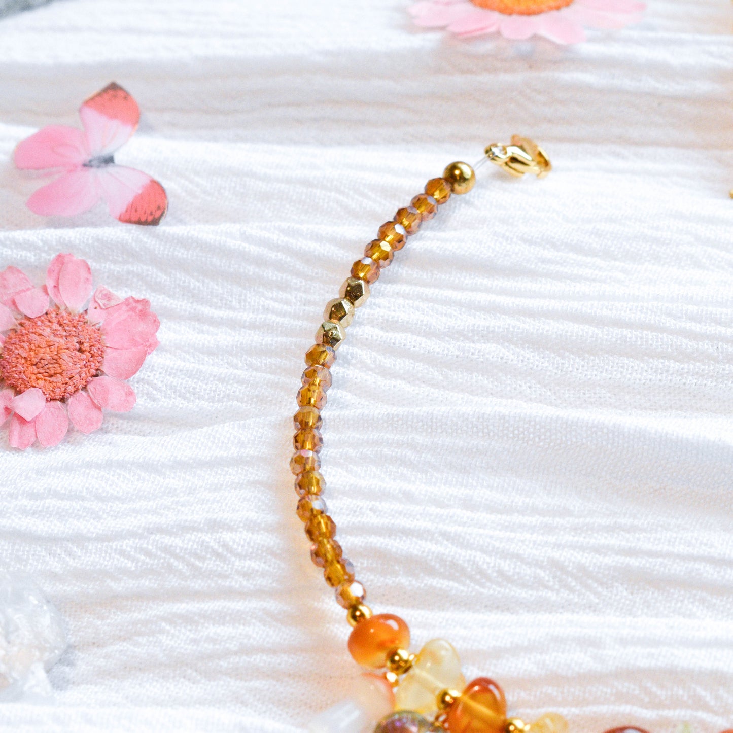 Carnelian Citrine Charm Bracelet