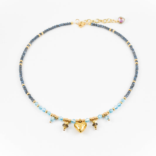 Celestial blue Golden Heart Necklace