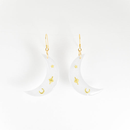 White smoke Luna Earrings