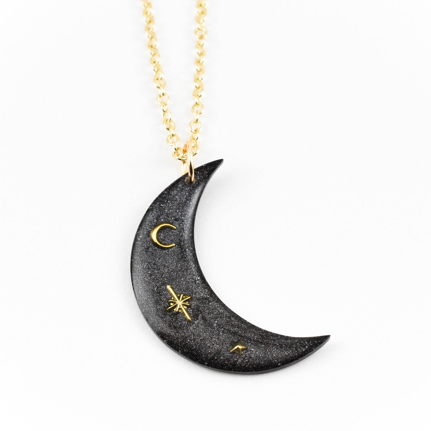 Black Resin Moon Necklace