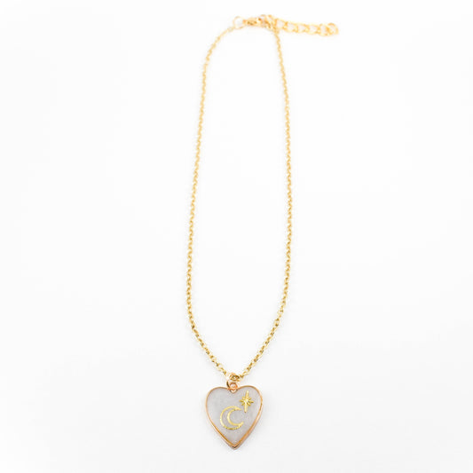 White Heart Necklace