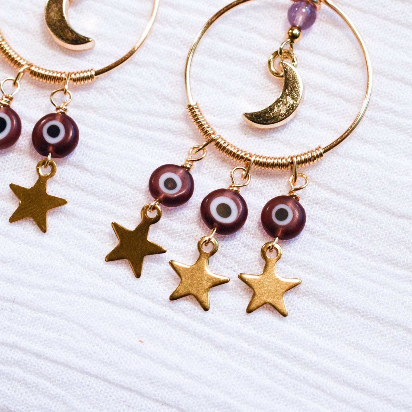 Amethyst Cosmic Evil Eye Earrings