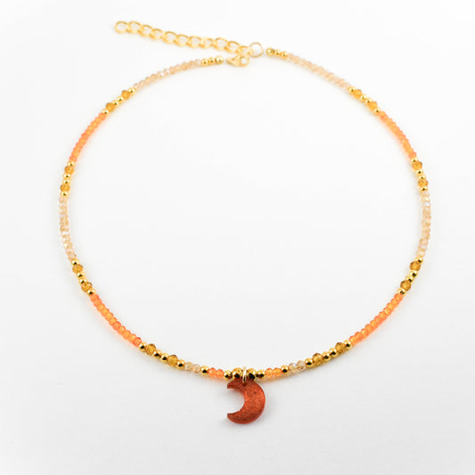 Deep peach Moon Necklace
